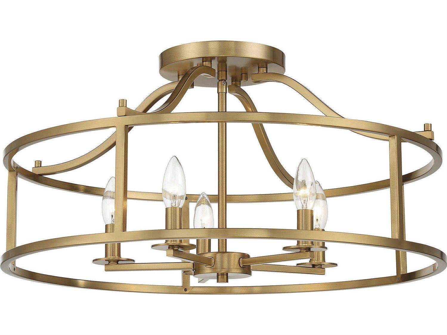 Savoy House Stockton 5-Light Warm Brass Semi Flush Mount