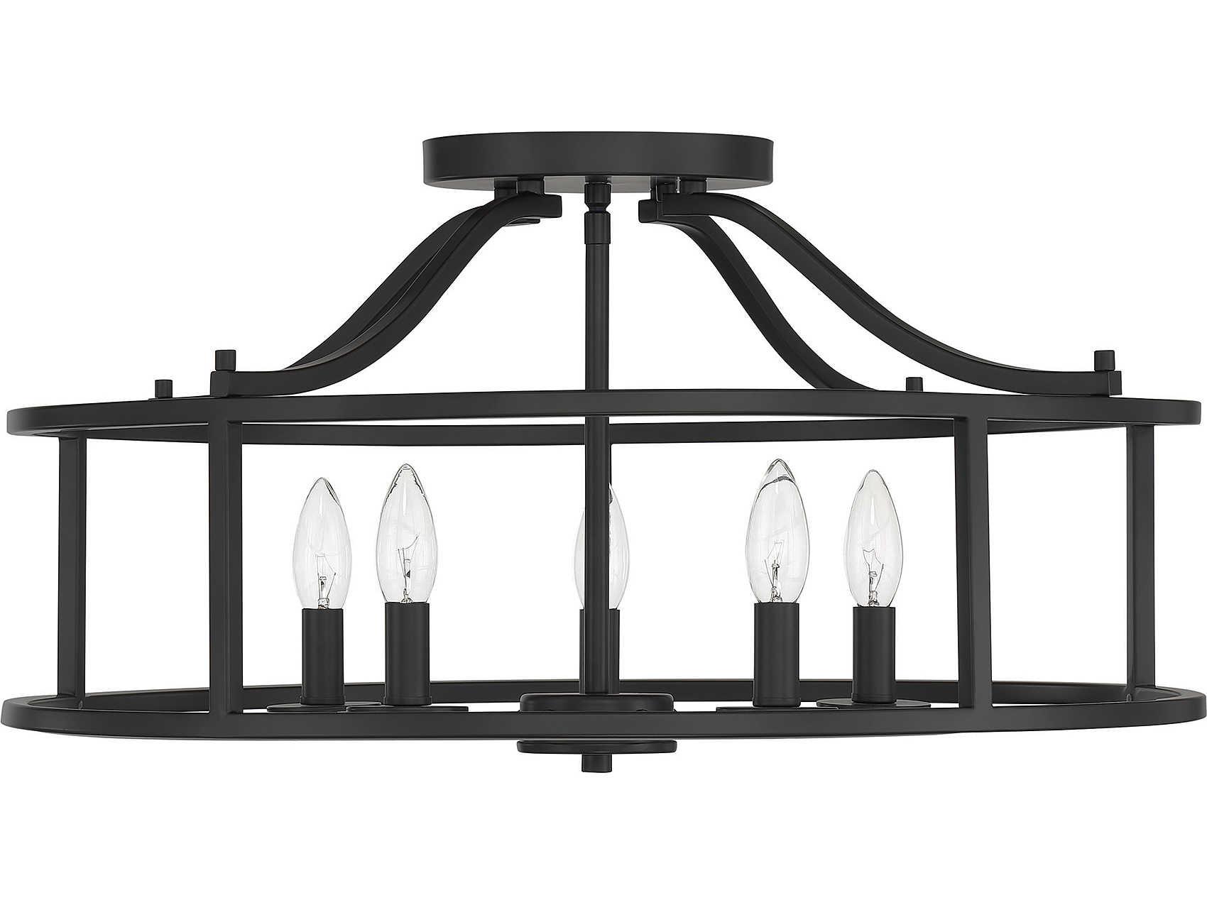 Savoy House Stockton 5-Light Matte Black Round Semi Flush Mount