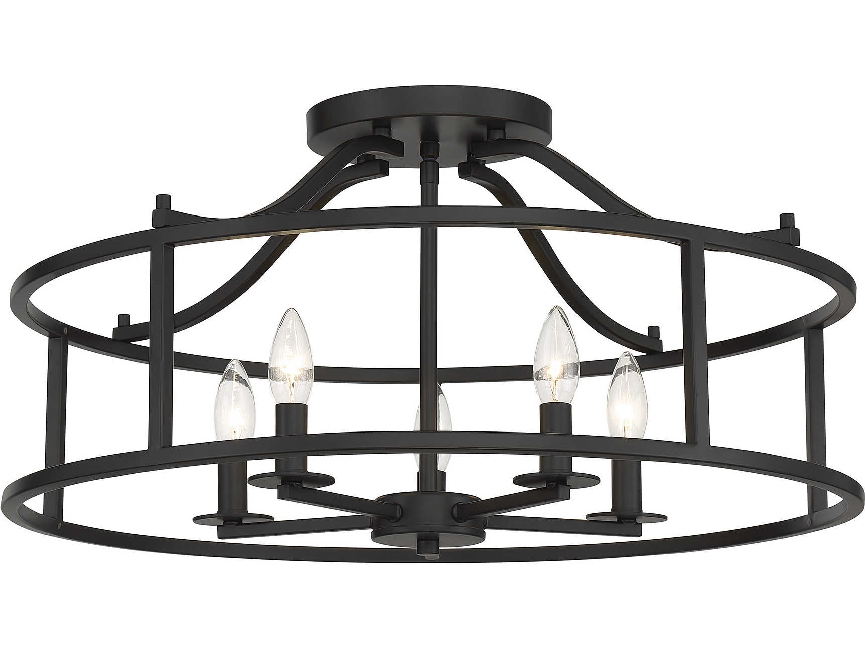 Savoy House Stockton 5-Light Matte Black Round Semi Flush Mount