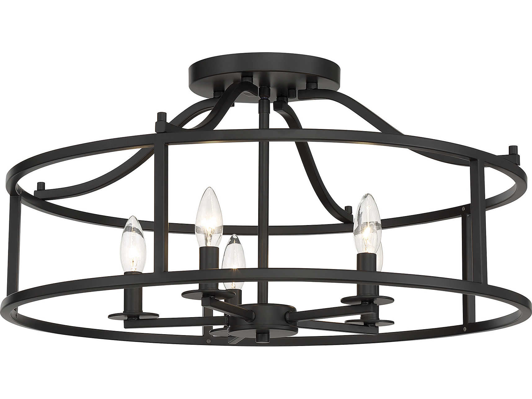 Savoy House Stockton 5-Light Matte Black Round Semi Flush Mount