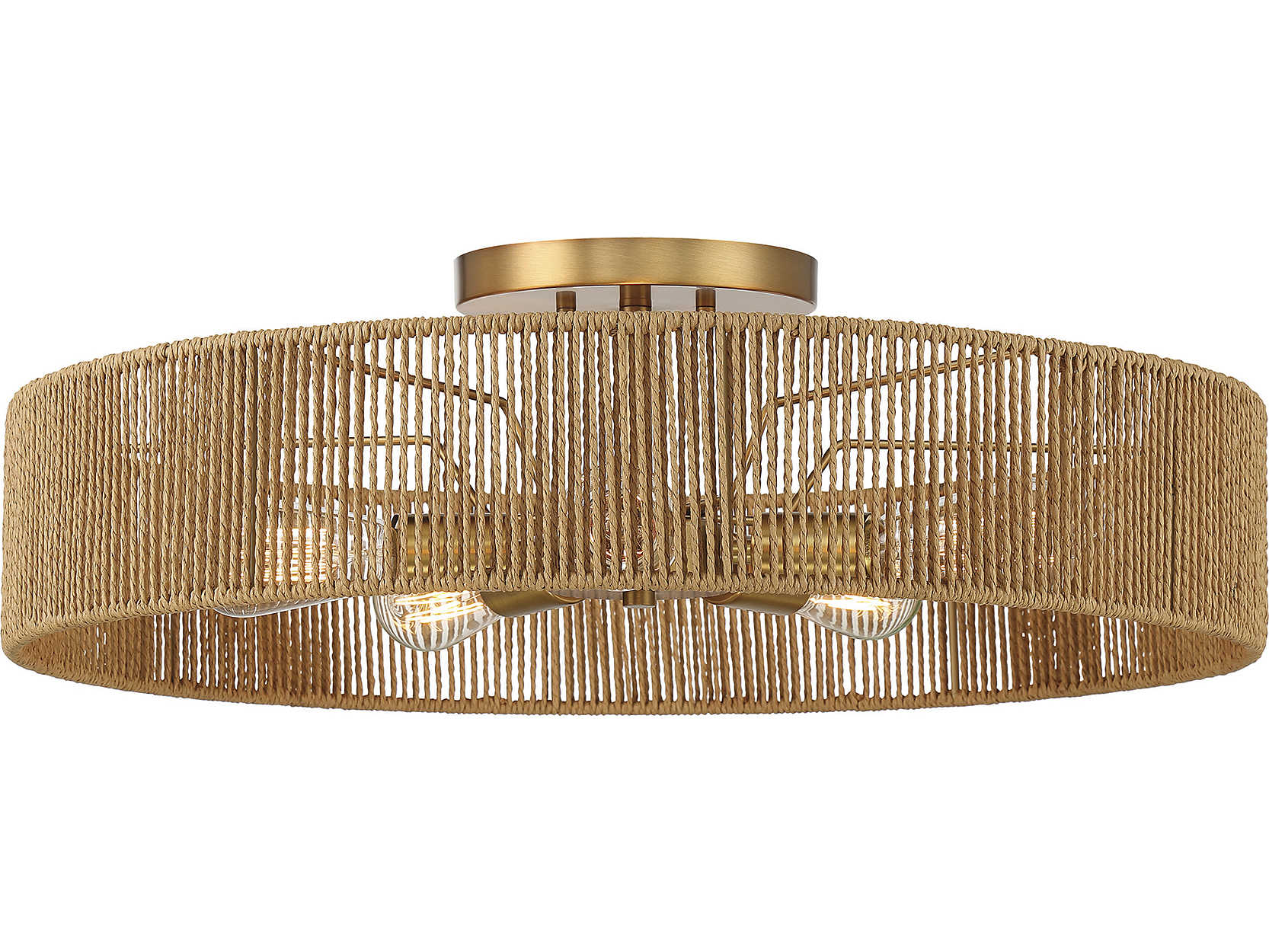 Savoy House Ashe 5-Light Warm Brass Rope Round Semi Flush Mount