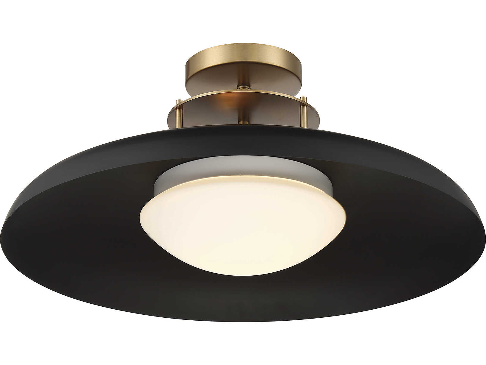 Savoy House Gavin 1-Light Matte Black Warm Brass Glass Bowl Dome Semi Flush Mount