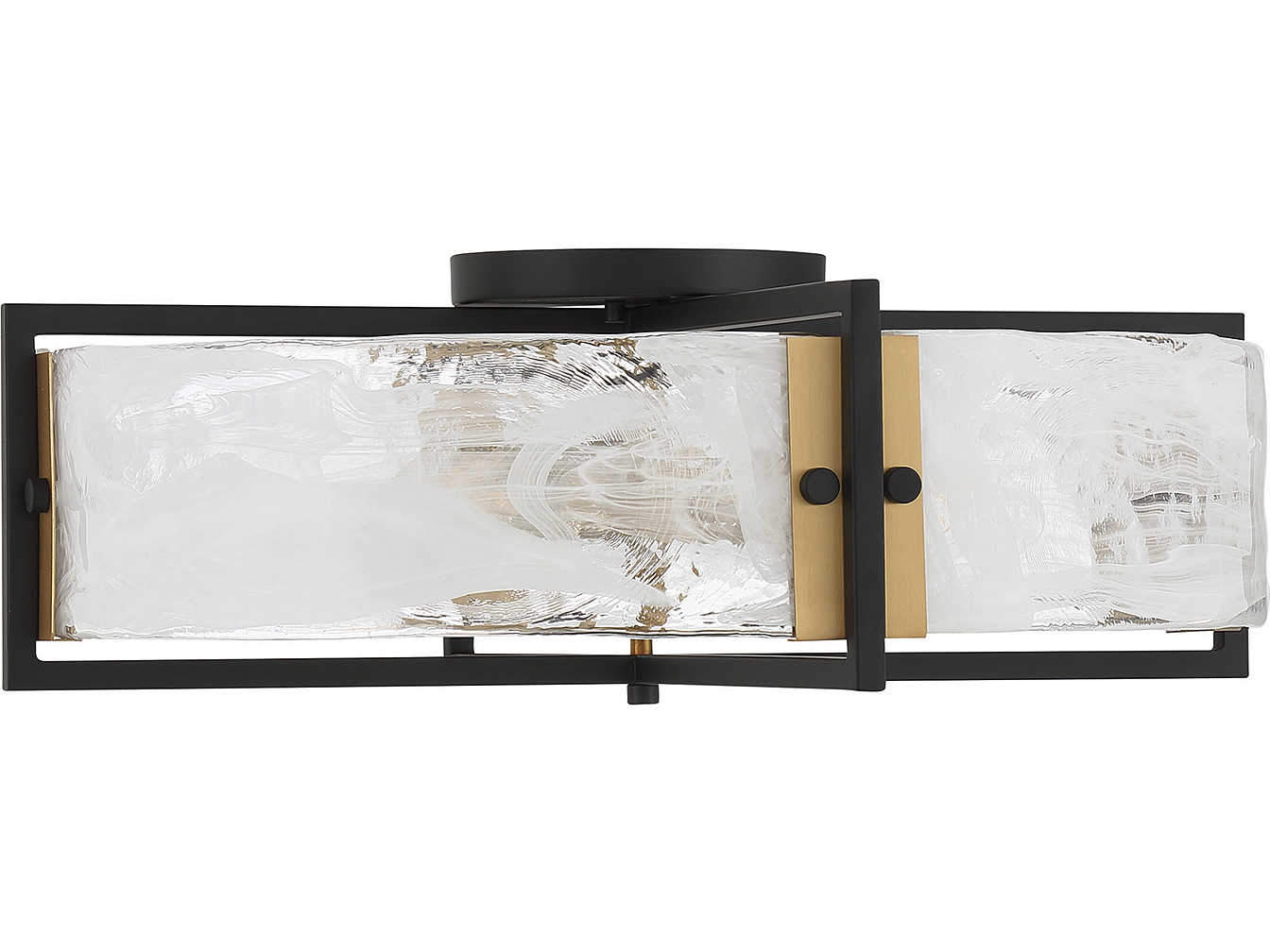 Savoy House Hayward 4-Light Matte Black Warm Brass Glass Round Flush Mount