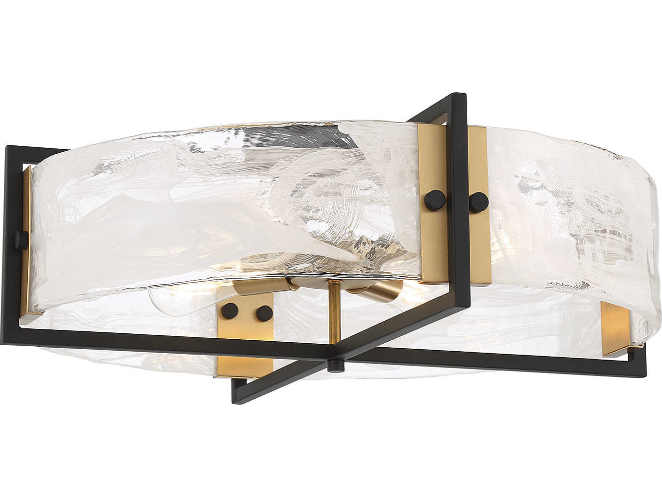 Savoy House Hayward 4-Light Matte Black Warm Brass Glass Round Flush Mount