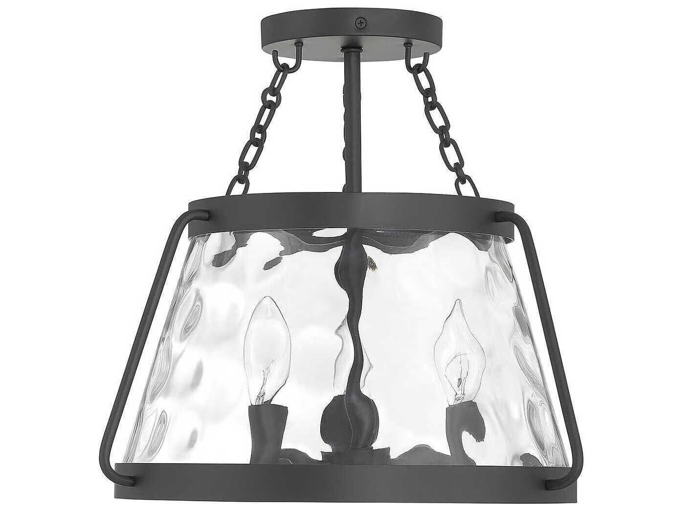 Savoy House Crawford 3-Light Matte Black Glass Semi Flush Mount