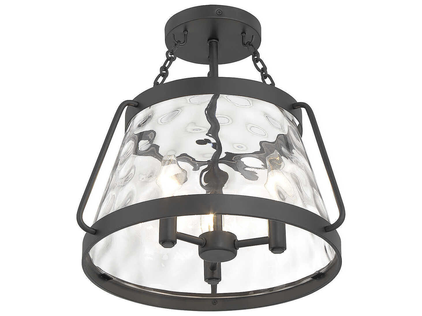 Savoy House Crawford 3-Light Matte Black Glass Semi Flush Mount