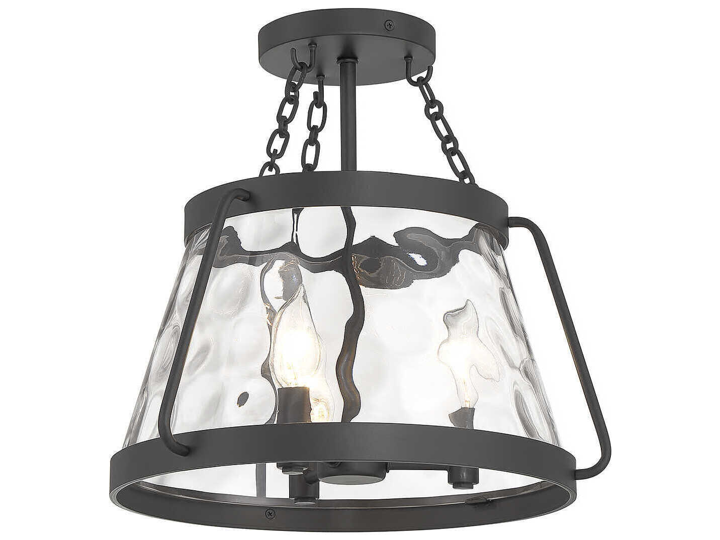 Savoy House Crawford 3-Light Matte Black Glass Semi Flush Mount