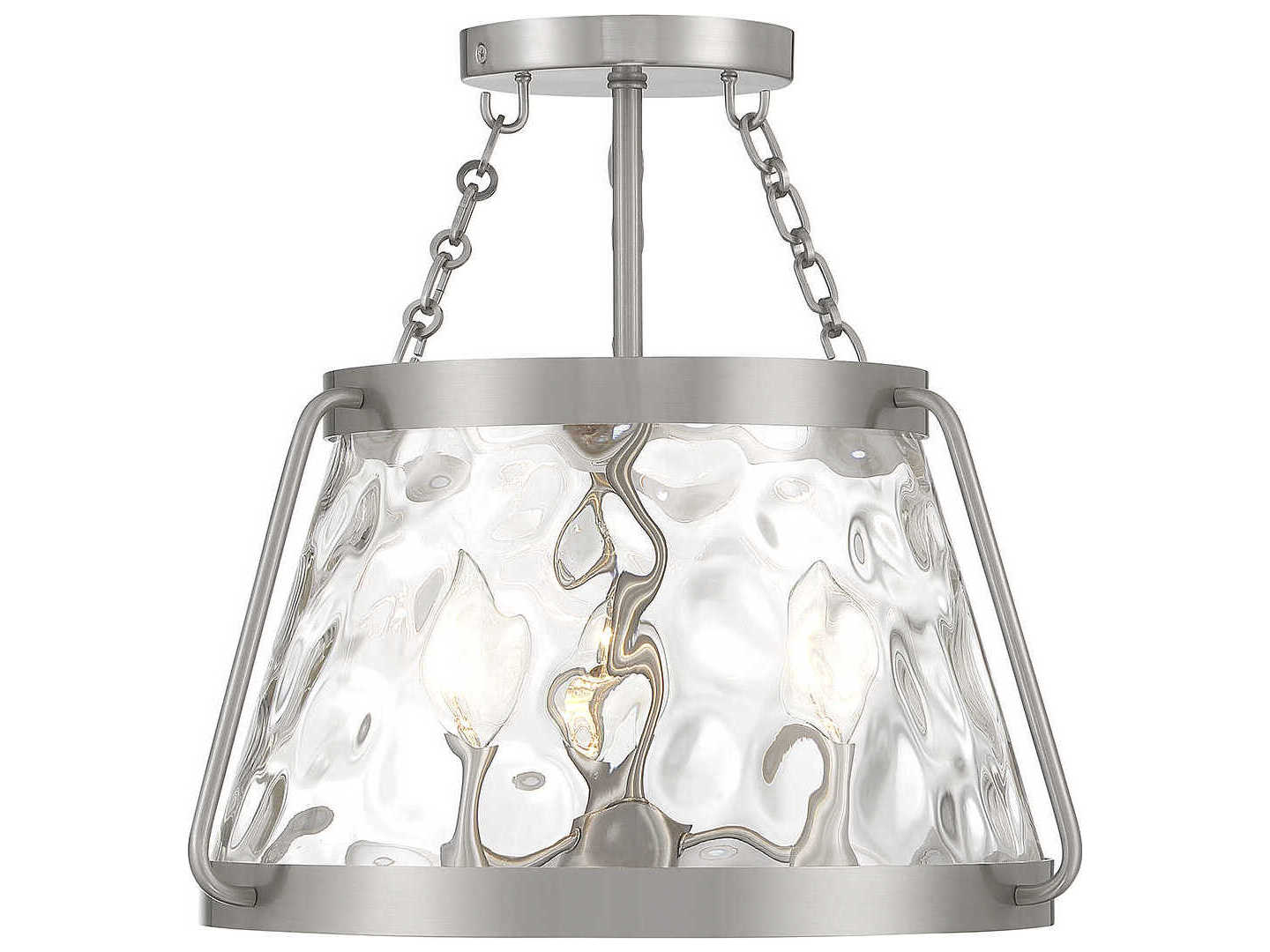 Savoy House Crawford 3-Light Satin Nickel Glass Semi Flush Mount