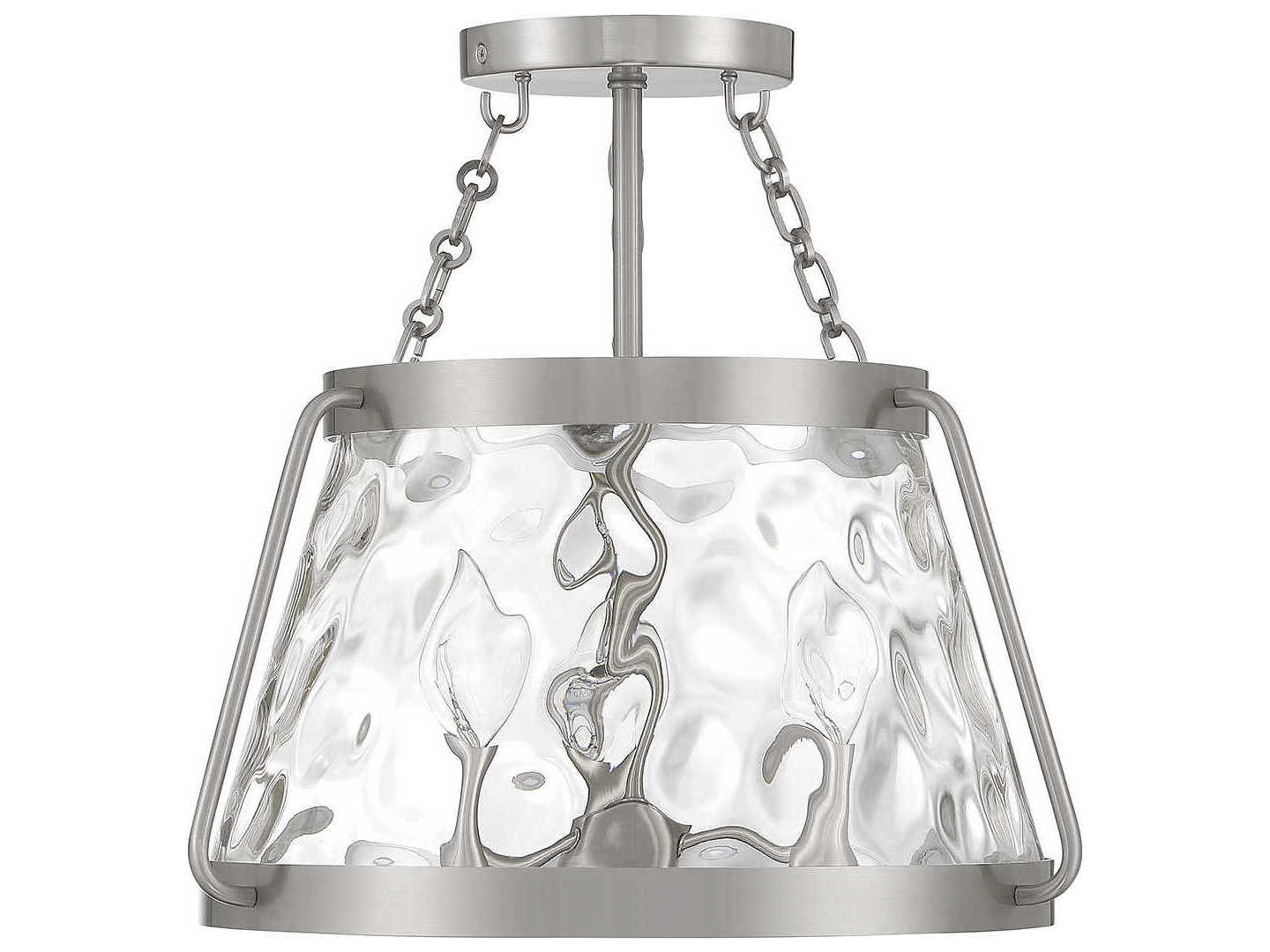 Savoy House Crawford 3-Light Satin Nickel Glass Semi Flush Mount