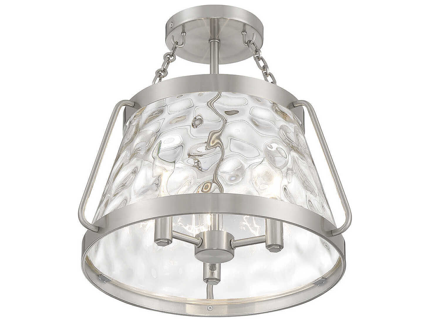 Savoy House Crawford 3-Light Satin Nickel Glass Semi Flush Mount
