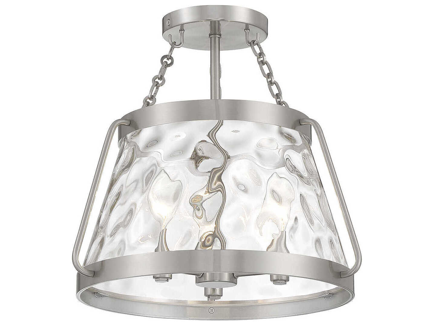 Savoy House Crawford 3-Light Satin Nickel Glass Semi Flush Mount