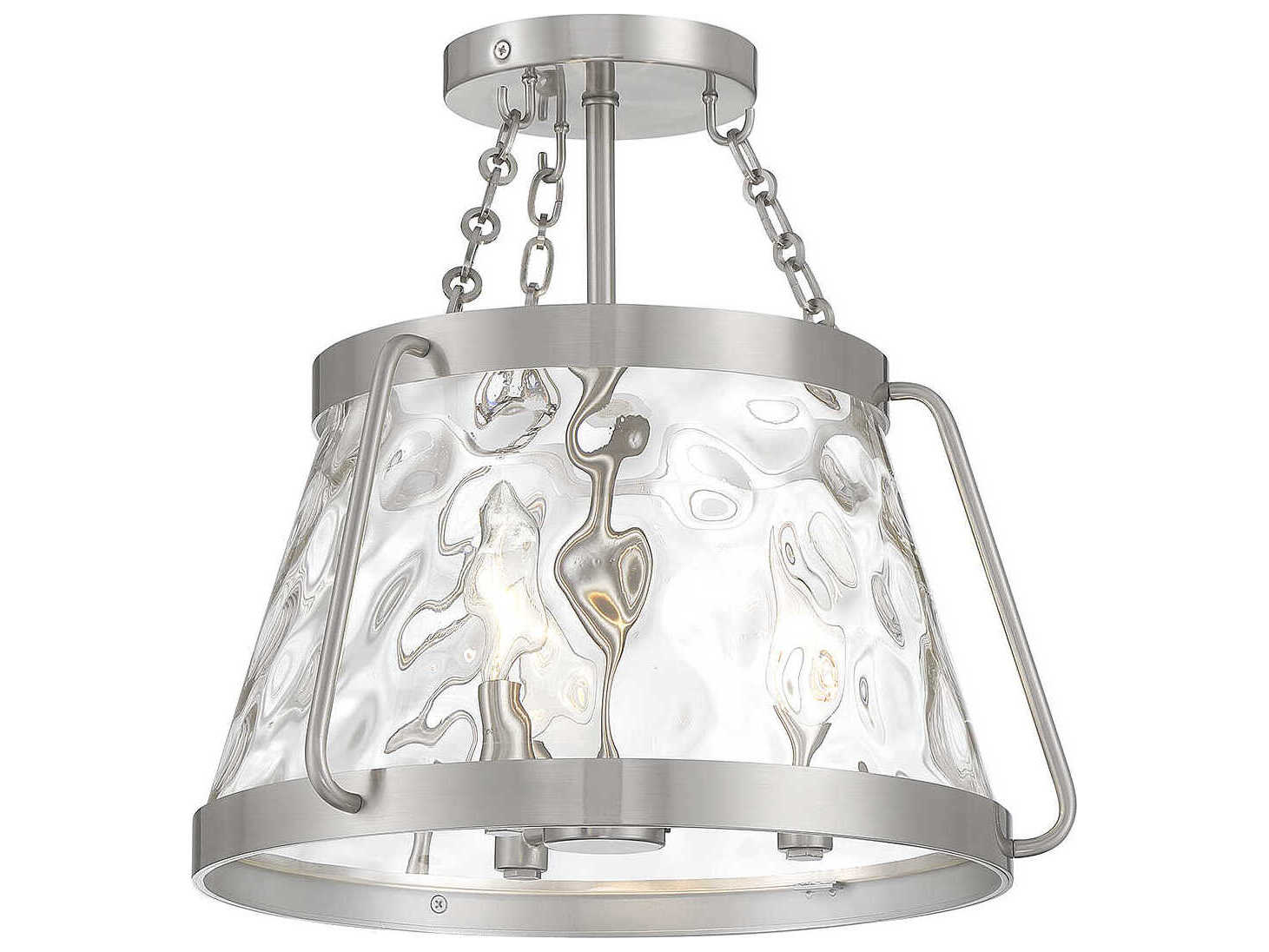 Savoy House Crawford 3-Light Satin Nickel Glass Semi Flush Mount