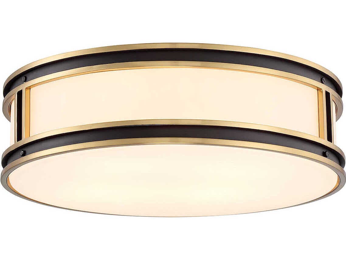 Savoy House Alberti 4-Light Matte Black Warm Brass Glass Drum Flush Mount