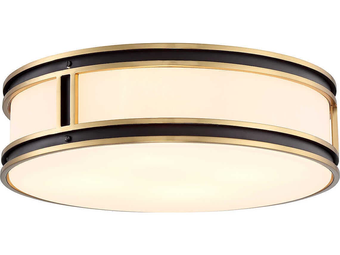 Savoy House Alberti 4-Light Matte Black Warm Brass Glass Drum Flush Mount
