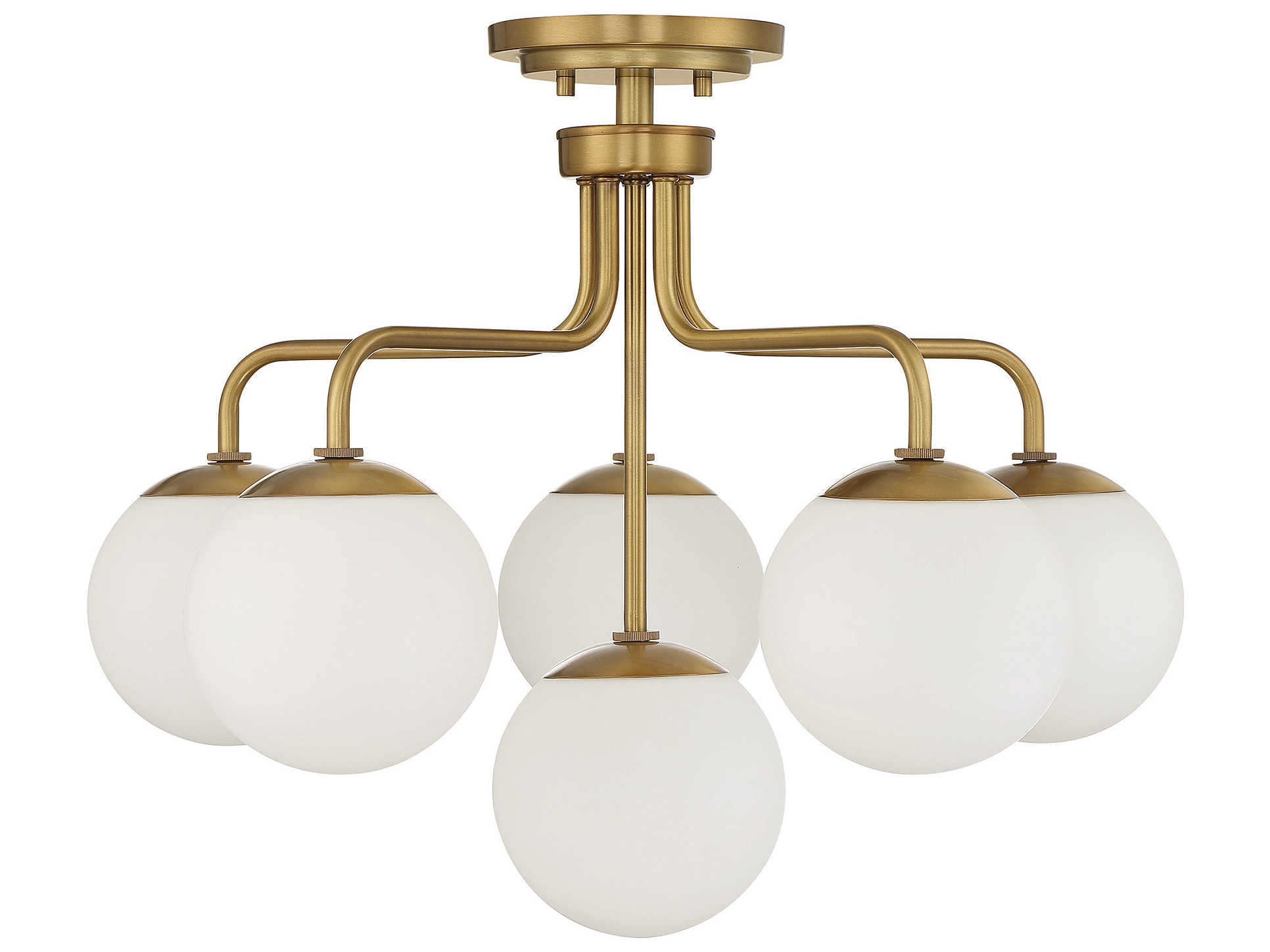 Savoy House Marco 6-Light Warm Brass Glass Globe Semi Flush Mount