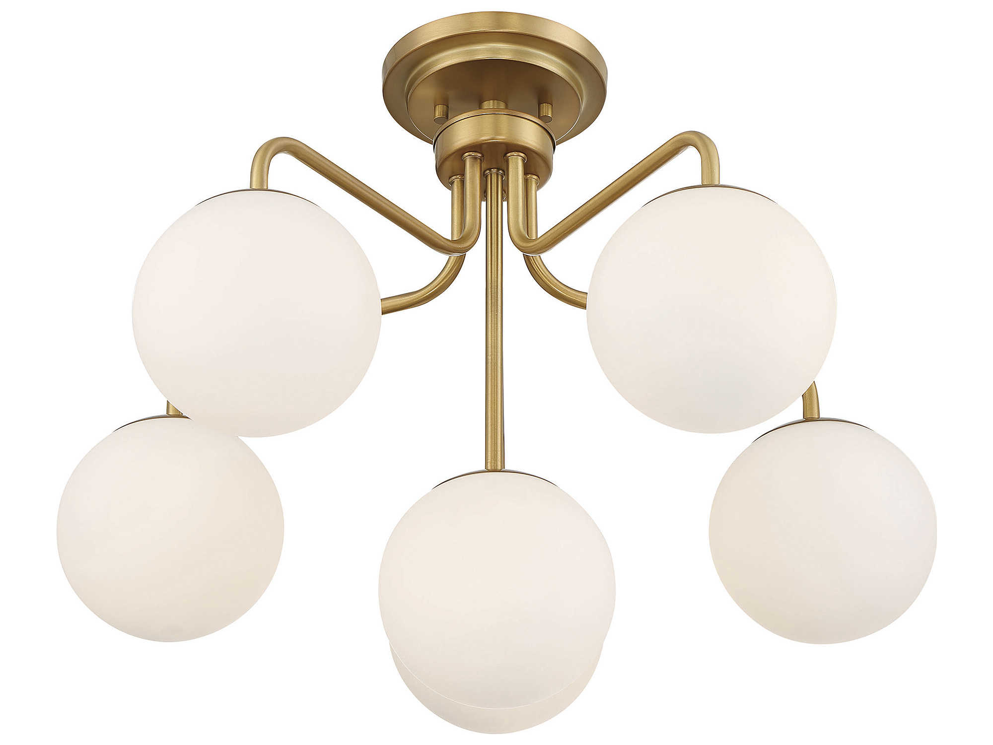 Savoy House Marco 6-Light Warm Brass Glass Globe Semi Flush Mount