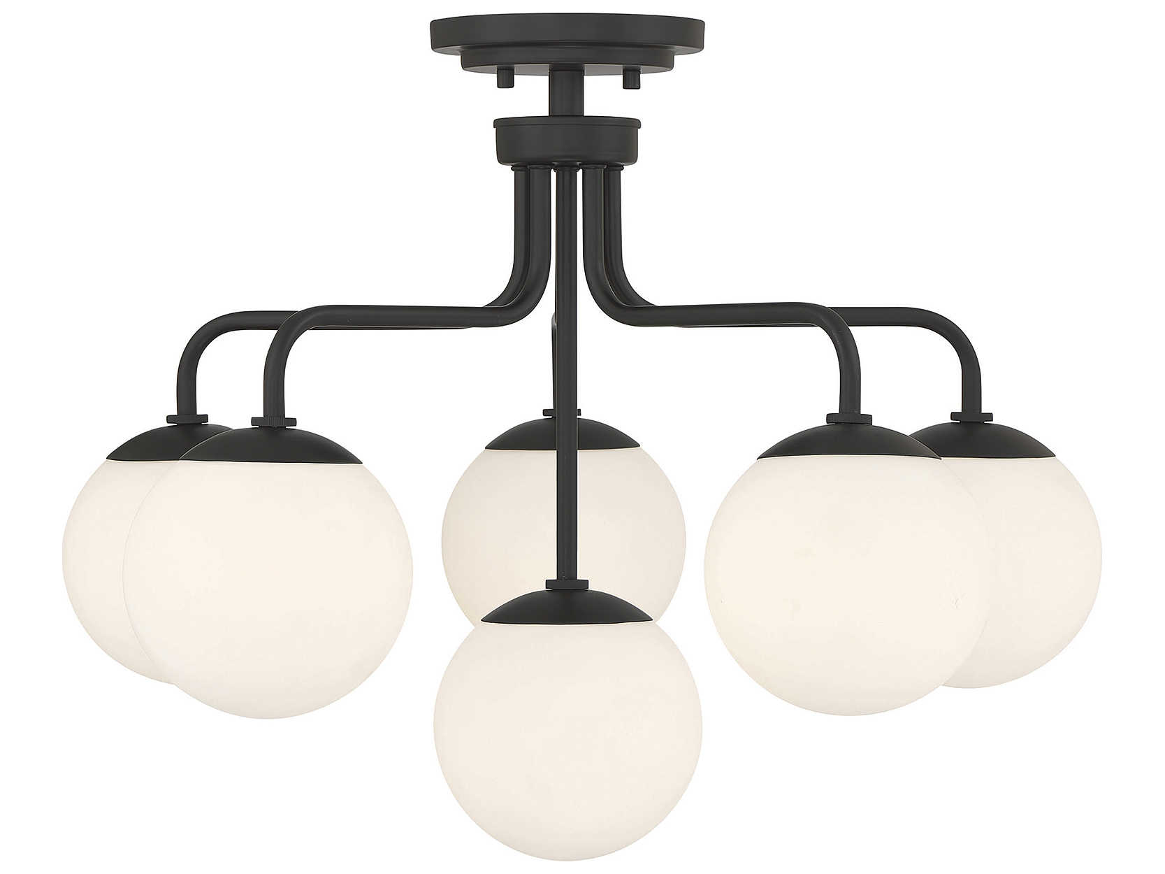 Savoy House Marco 6-Light Matte Black Glass Globe Semi Flush Mount