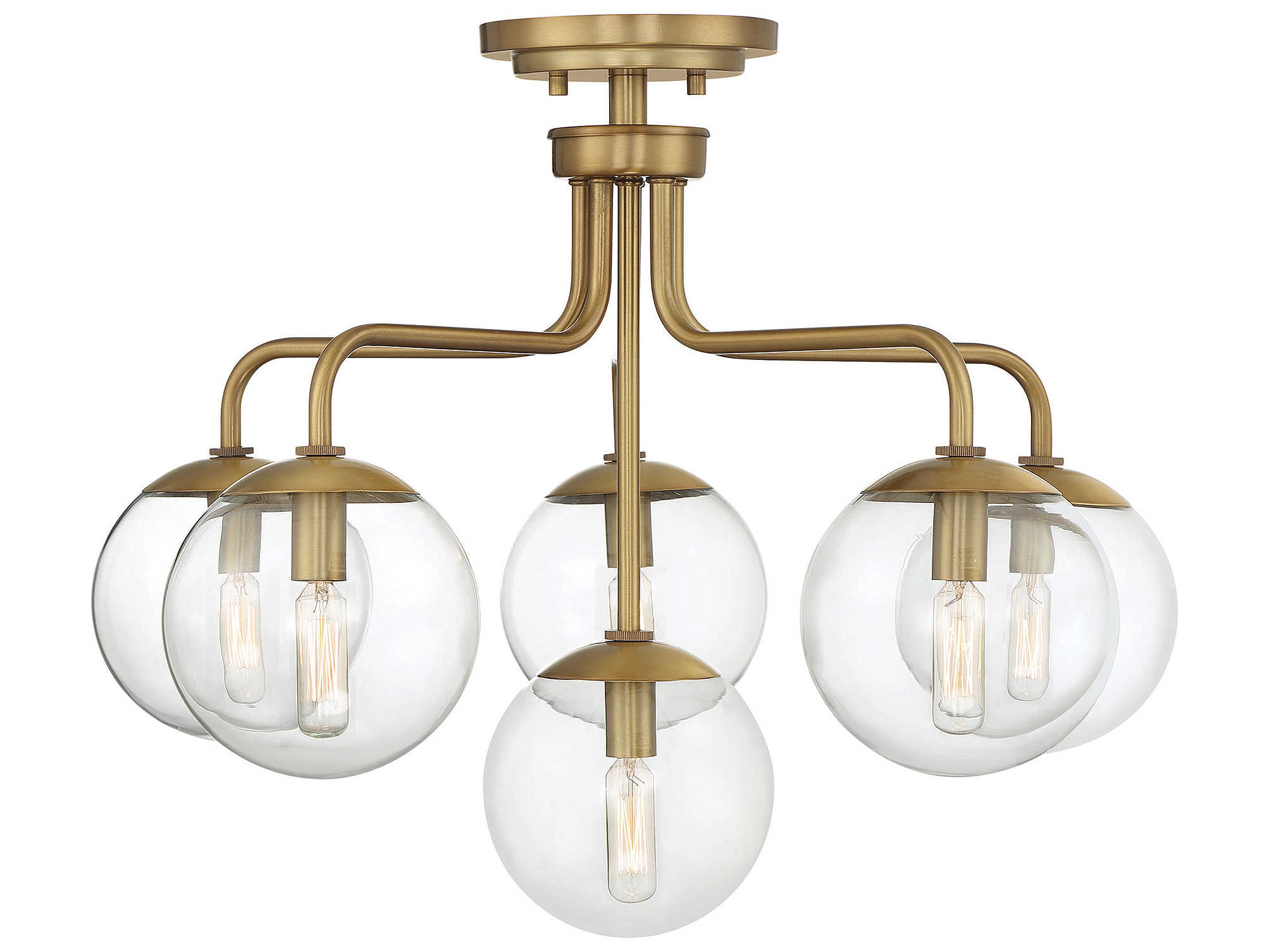 Savoy House Marco 6-Light Warm Brass Glass Globe Semi Flush Mount
