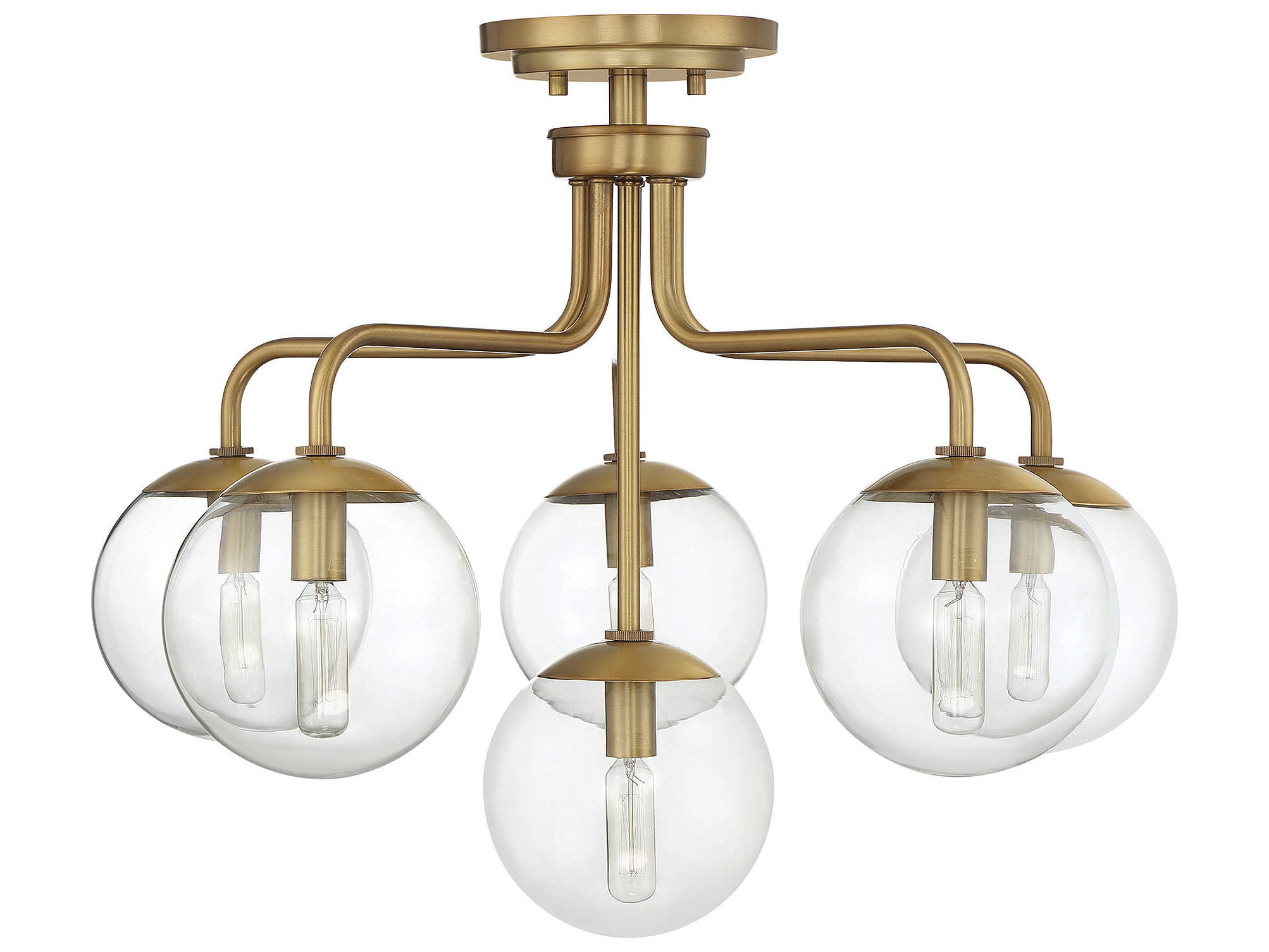 Savoy House Marco 6-Light Warm Brass Glass Globe Semi Flush Mount