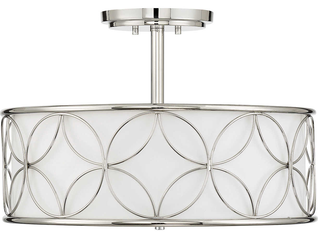 Savoy House Reid 4-Light Polished Nickel Drum Round Semi Flush Mount
