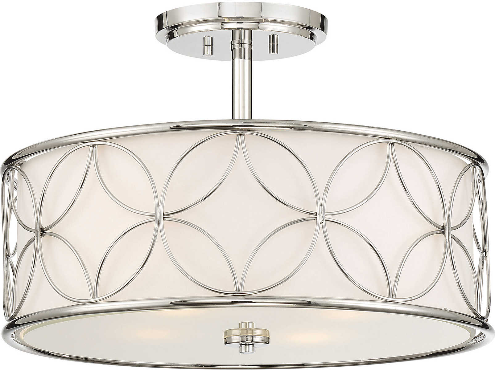 Savoy House Reid 4-Light Polished Nickel Drum Round Semi Flush Mount