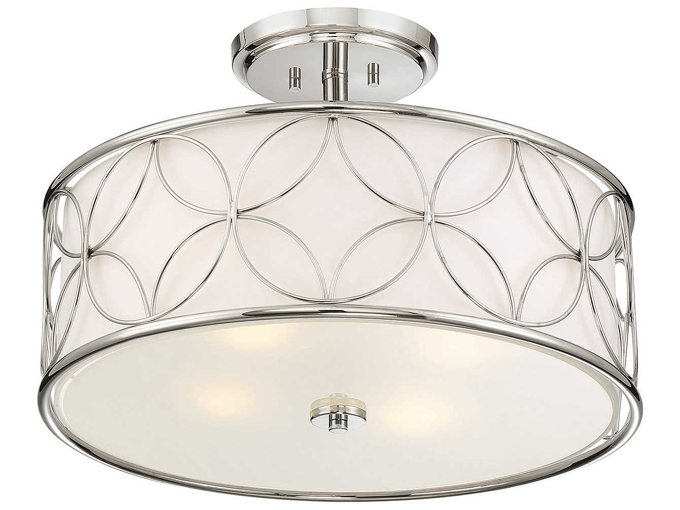 Savoy House Reid 4-Light Polished Nickel Drum Round Semi Flush Mount