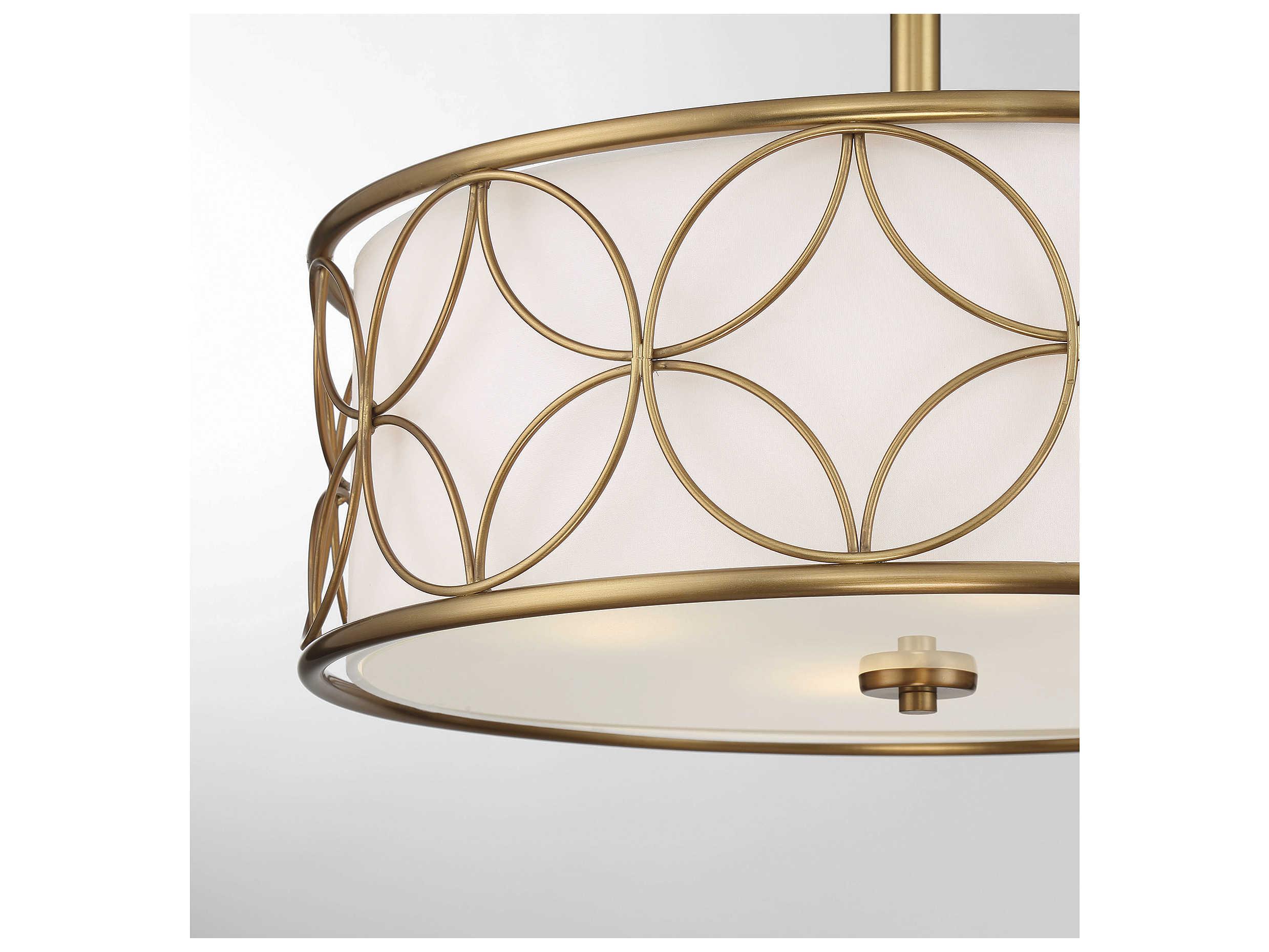 Savoy House Reid 4-Light Warm Brass Drum Round Semi Flush Mount