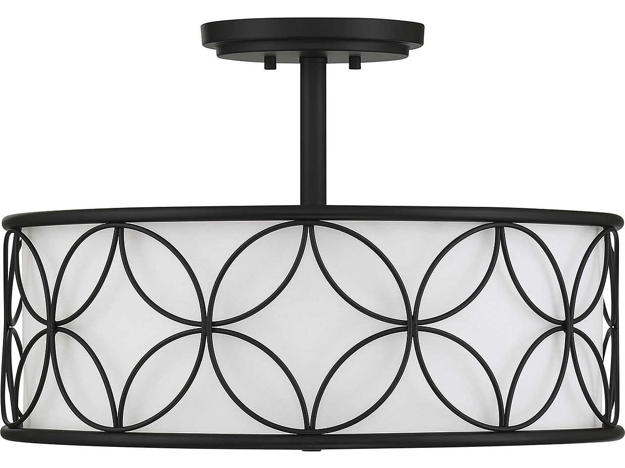 Savoy House Reid 4-Light Matte Black Drum Round Semi Flush Mount