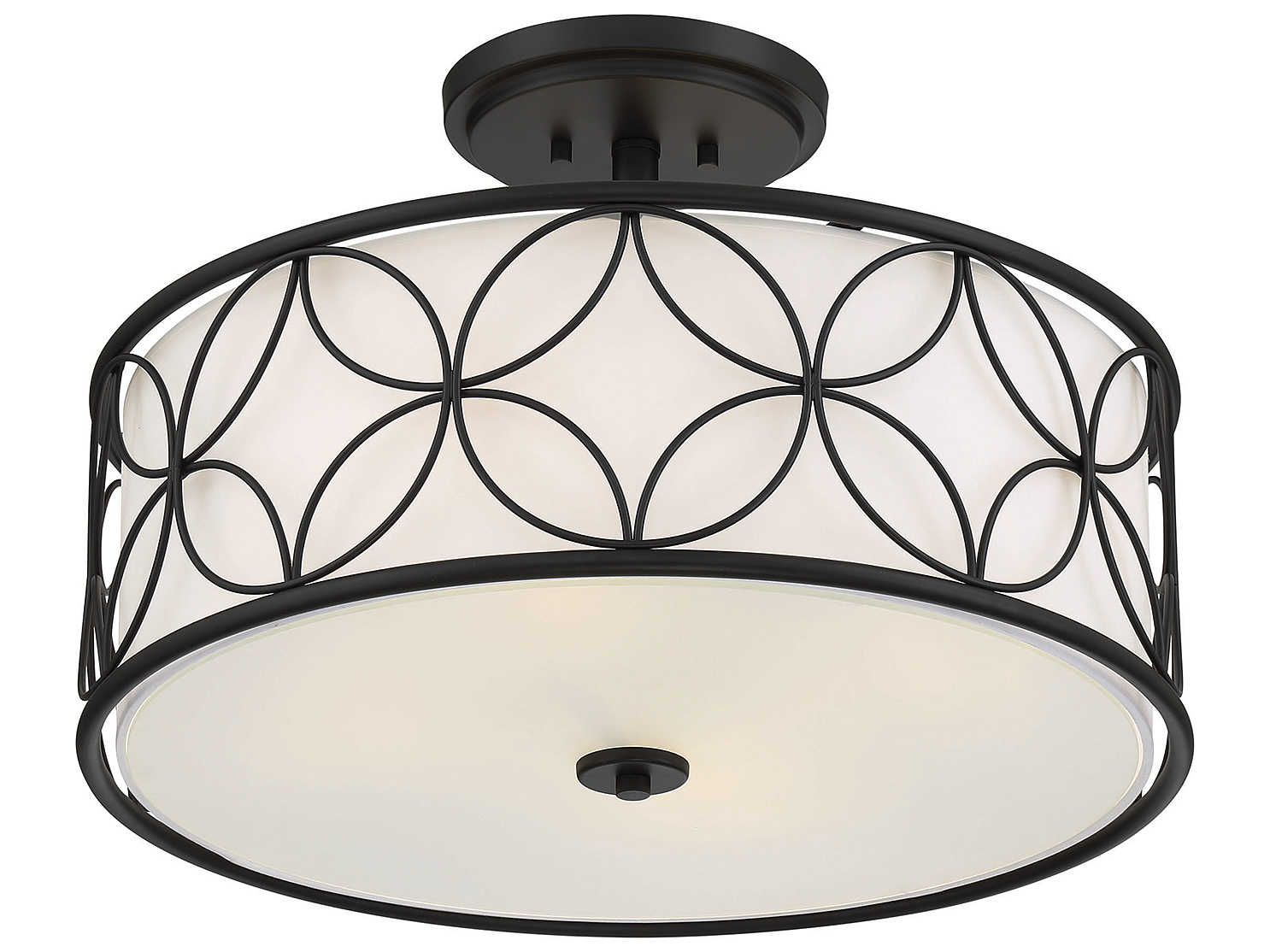 Savoy House Reid 4-Light Matte Black Drum Round Semi Flush Mount