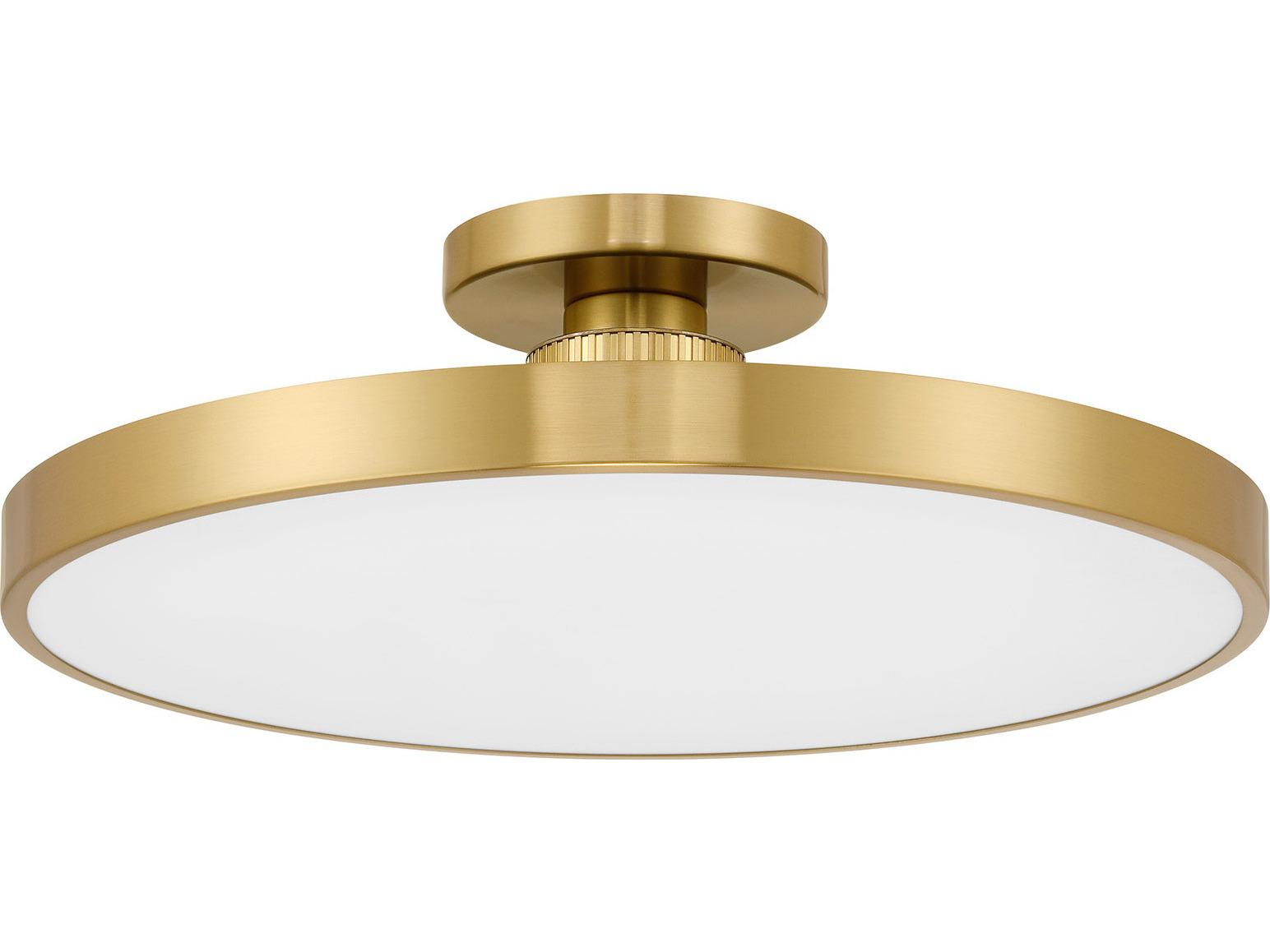 Savoy House Thayer 1-Light Warm Brass Round Semi Flush Mount