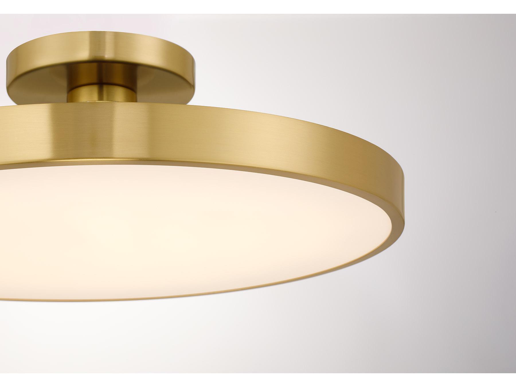 Savoy House Thayer 1-Light Warm Brass Round Semi Flush Mount