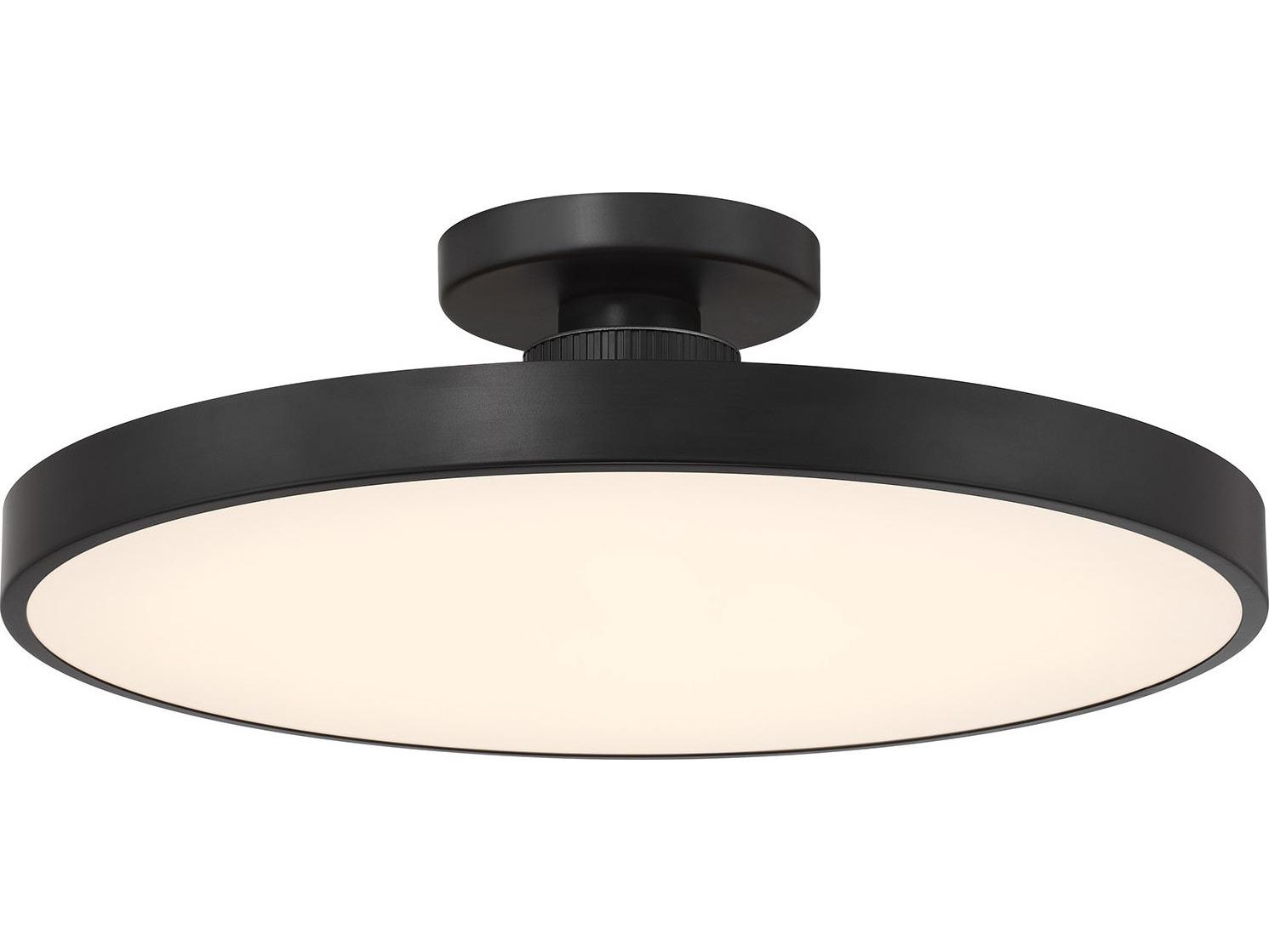 Savoy House Thayer 1-Light Matte Black Round Semi Flush Mount
