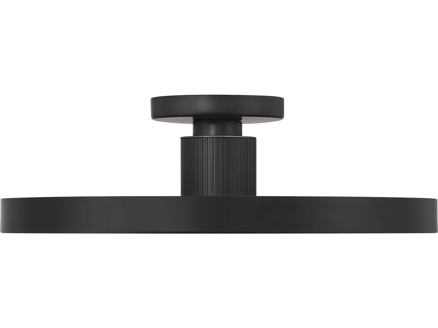 Savoy House Thayer 1-Light Matte Black Round Semi Flush Mount