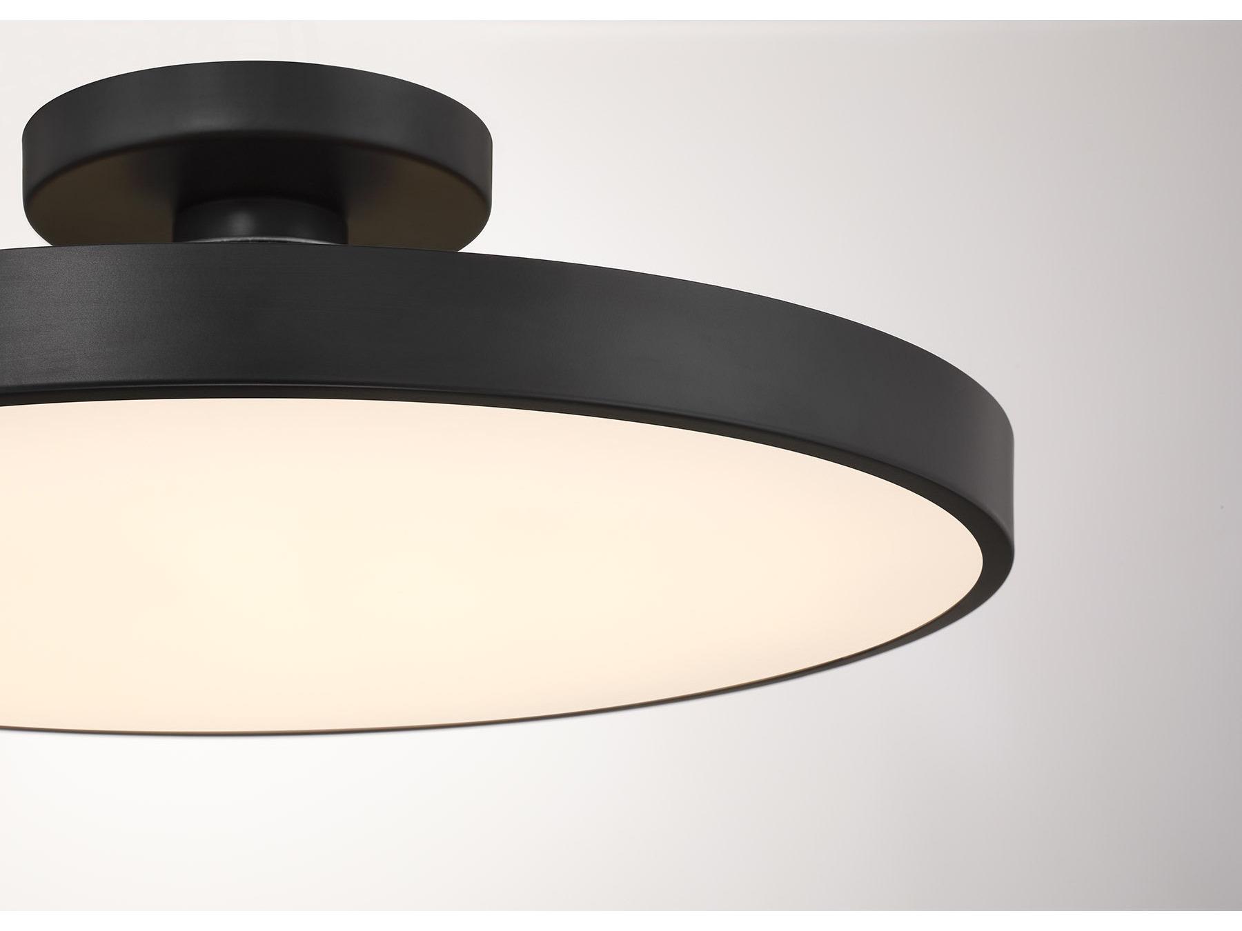 Savoy House Thayer 1-Light Matte Black Round Semi Flush Mount