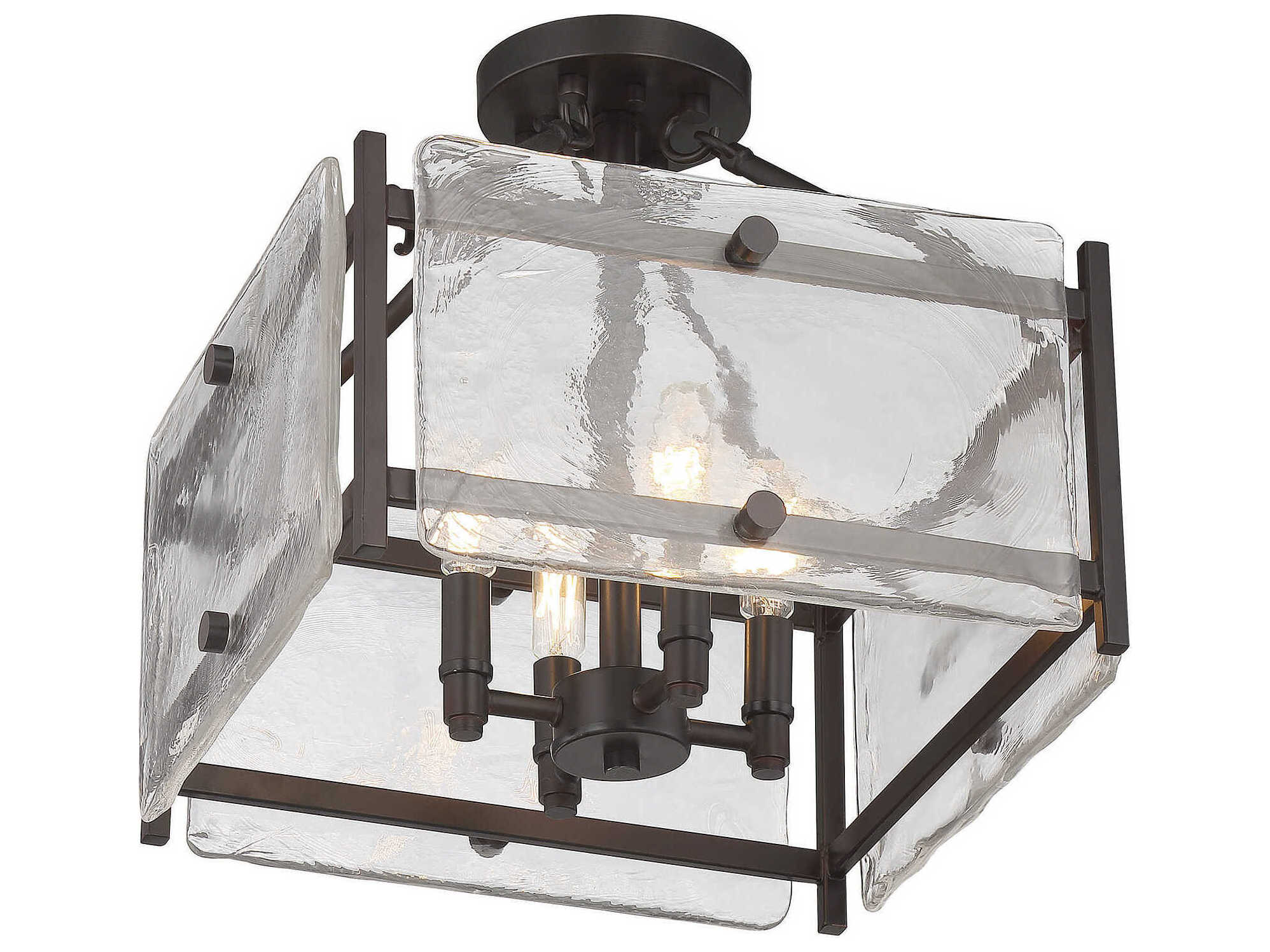 Savoy House Glenwood 4-Light English Bronze Glass Semi Flush Mount