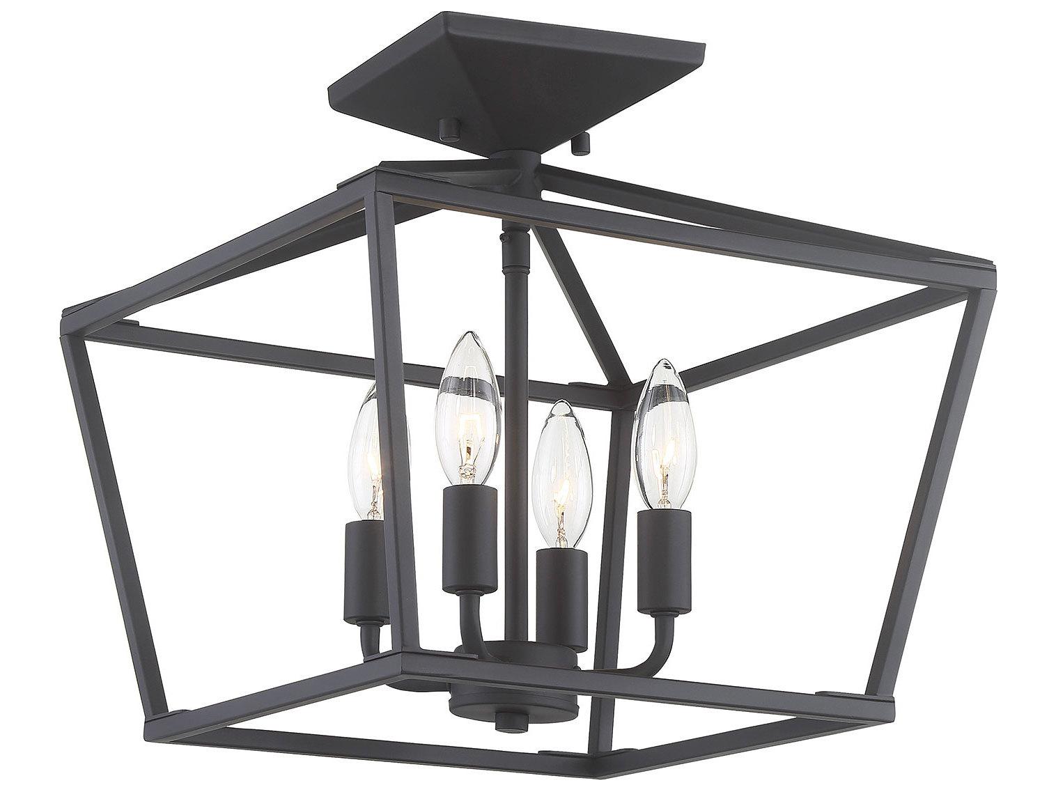 Savoy House Townsend 4-Light Matte Black Tiered Semi Flush Mount