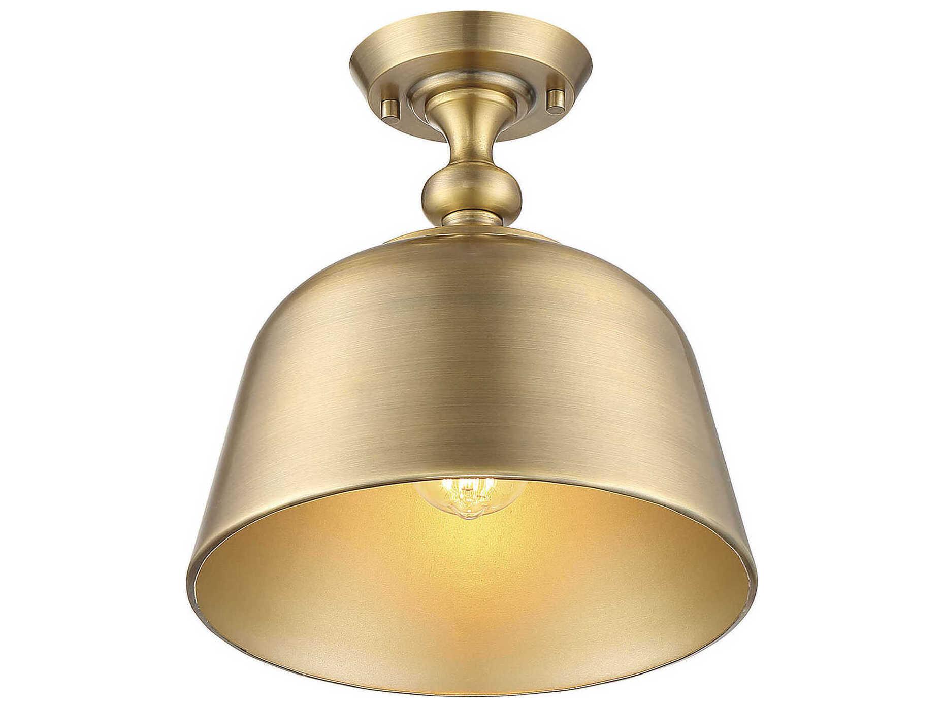 Savoy House Berg 1-Light Warm Brass Bell Semi Flush Mount