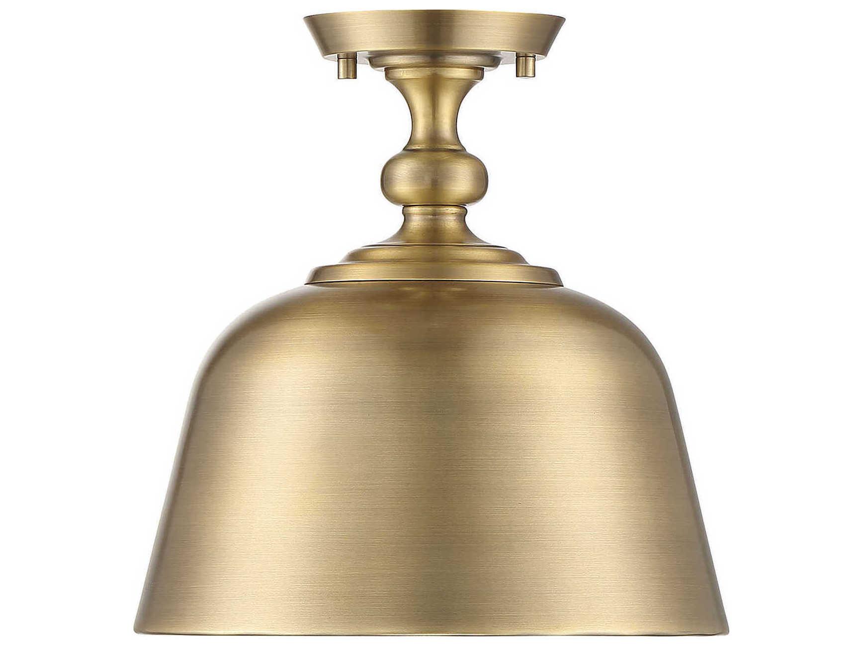 Savoy House Berg 1-Light Warm Brass Bell Semi Flush Mount