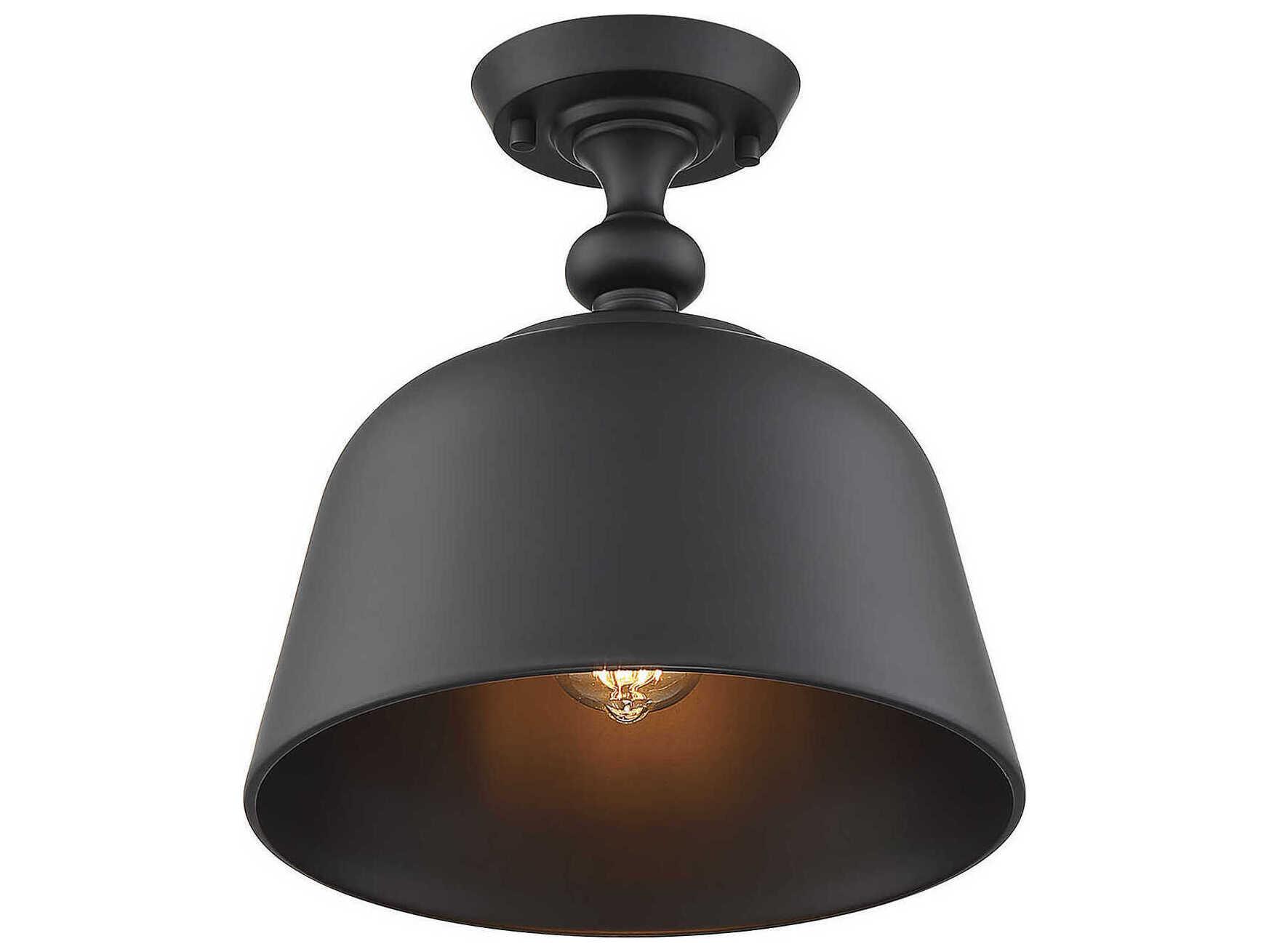 Savoy House Berg 1-Light Matte Black Bell Semi Flush Mount