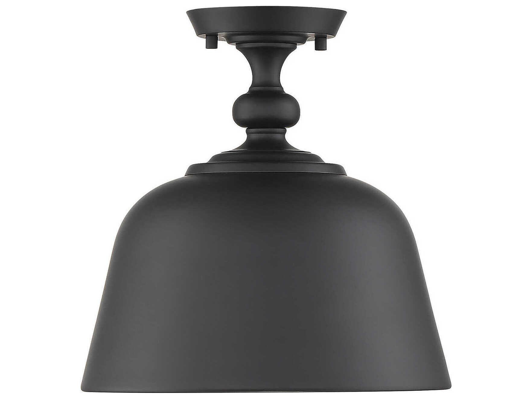 Savoy House Berg 1-Light Matte Black Bell Semi Flush Mount