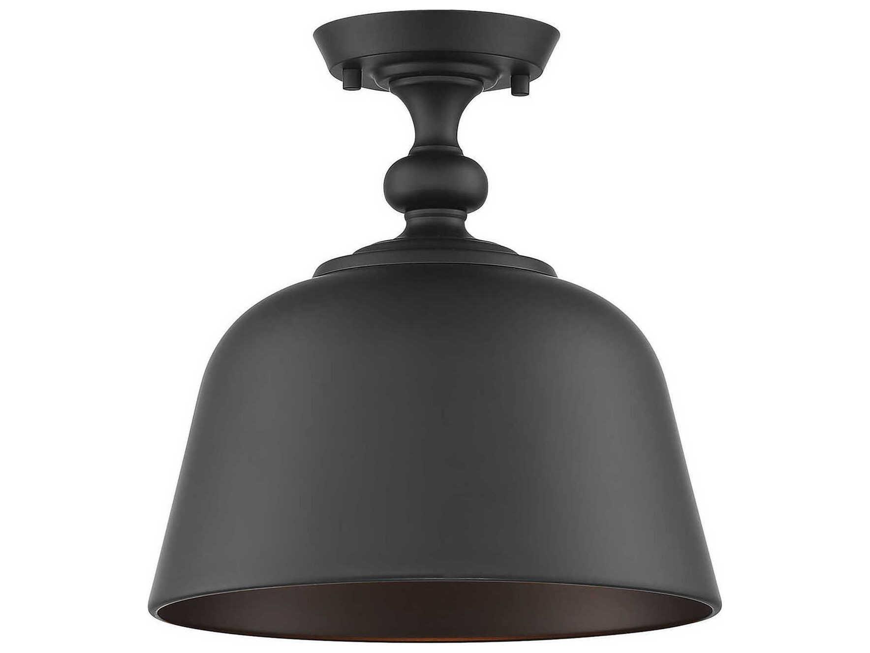 Savoy House Berg 1-Light Matte Black Bell Semi Flush Mount
