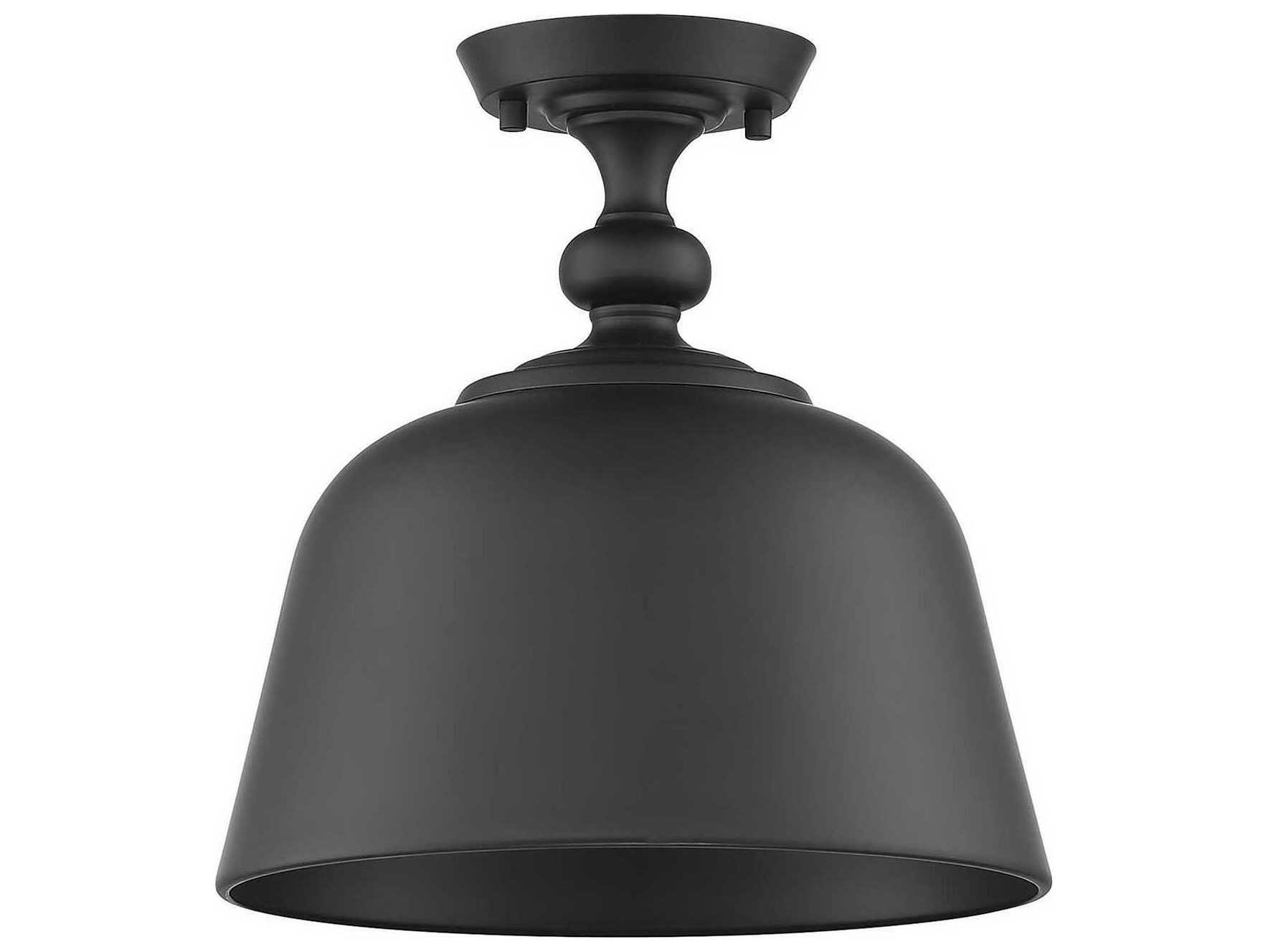 Savoy House Berg 1-Light Matte Black Bell Semi Flush Mount