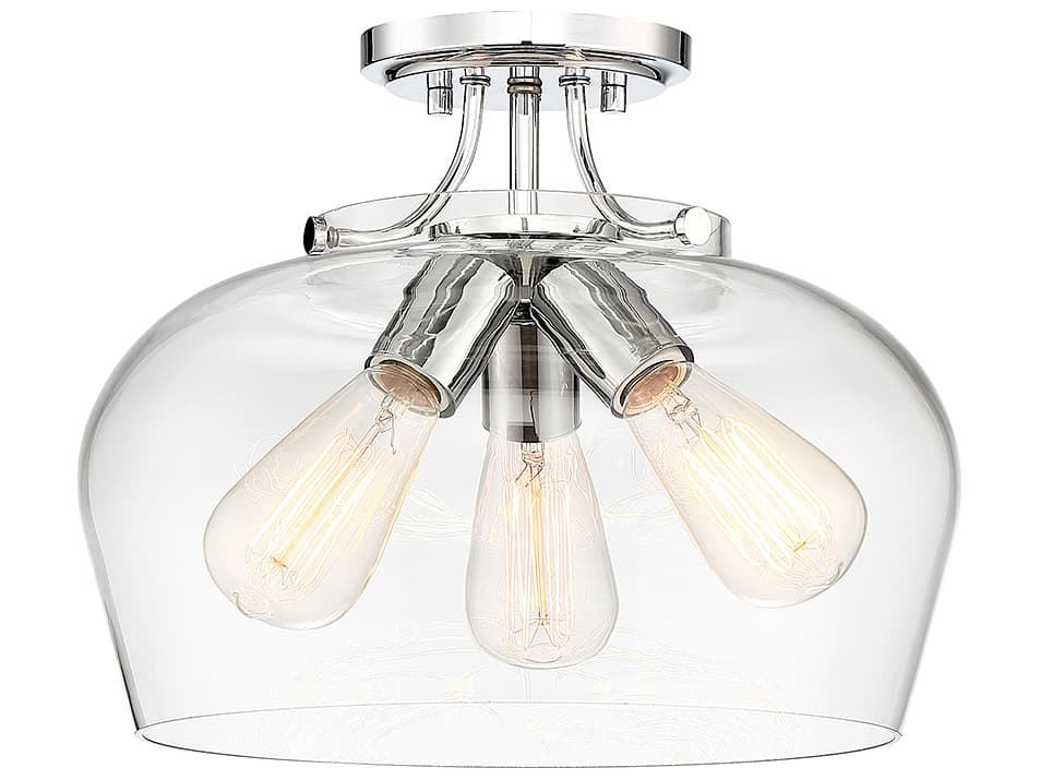 Savoy House Octave 3-Light Polished Chrome Glass Bowl Semi Flush Mount