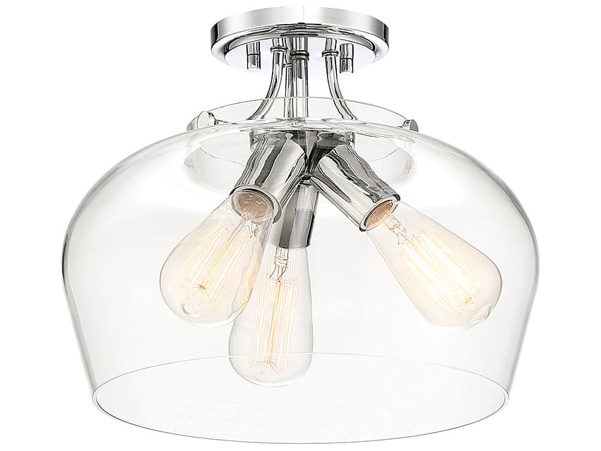 Savoy House Octave 3-Light Polished Chrome Glass Bowl Semi Flush Mount