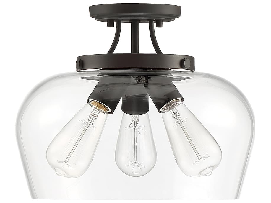 Savoy House Octave 3-Light English Bronze Glass Bowl Semi Flush Mount