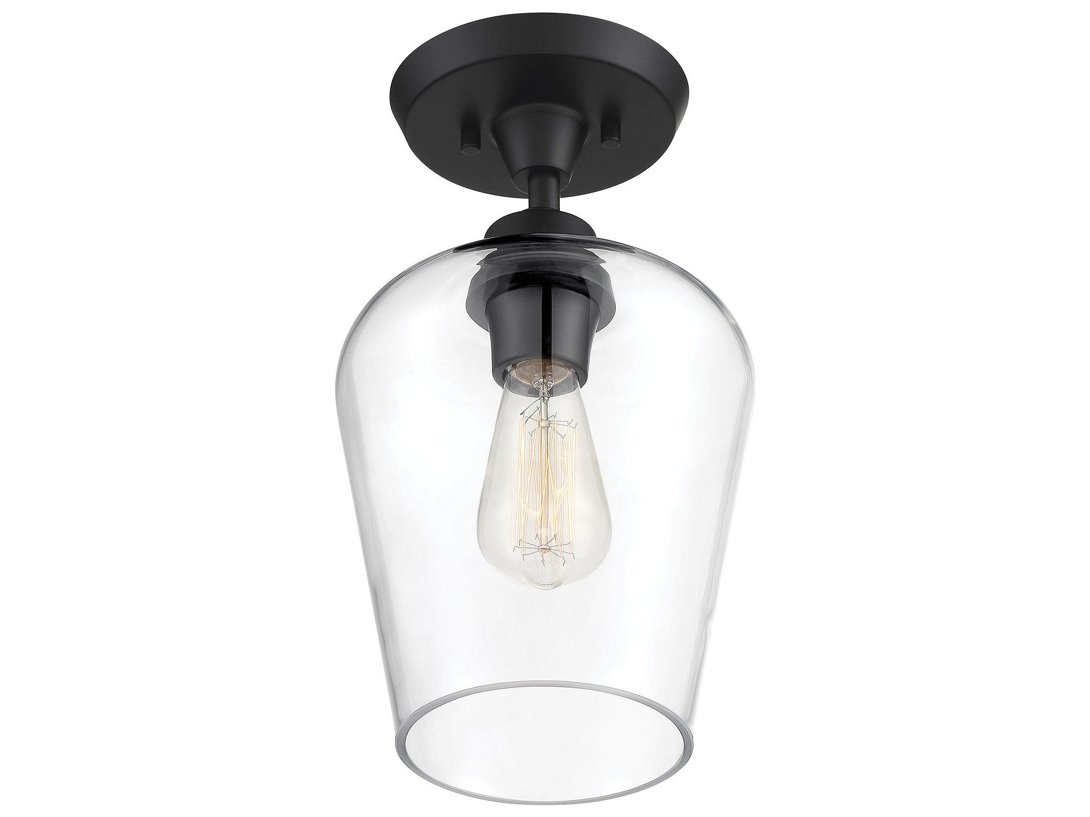 Savoy House Octave 1-Light Black Glass Bell Semi Flush Mount