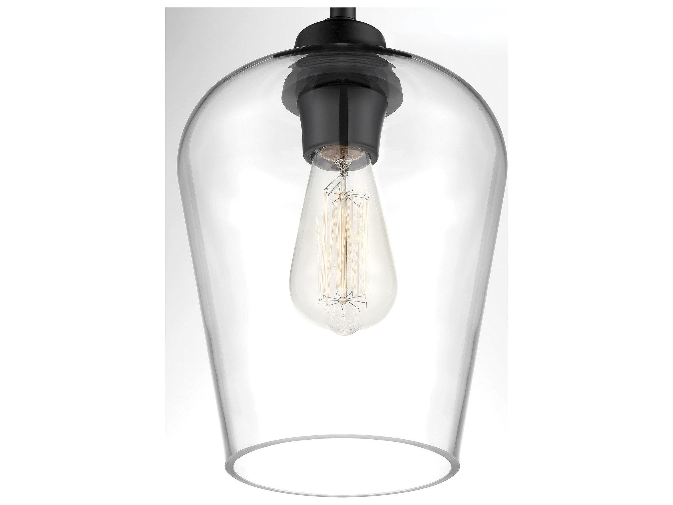 Savoy House Octave 1-Light Black Glass Bell Semi Flush Mount