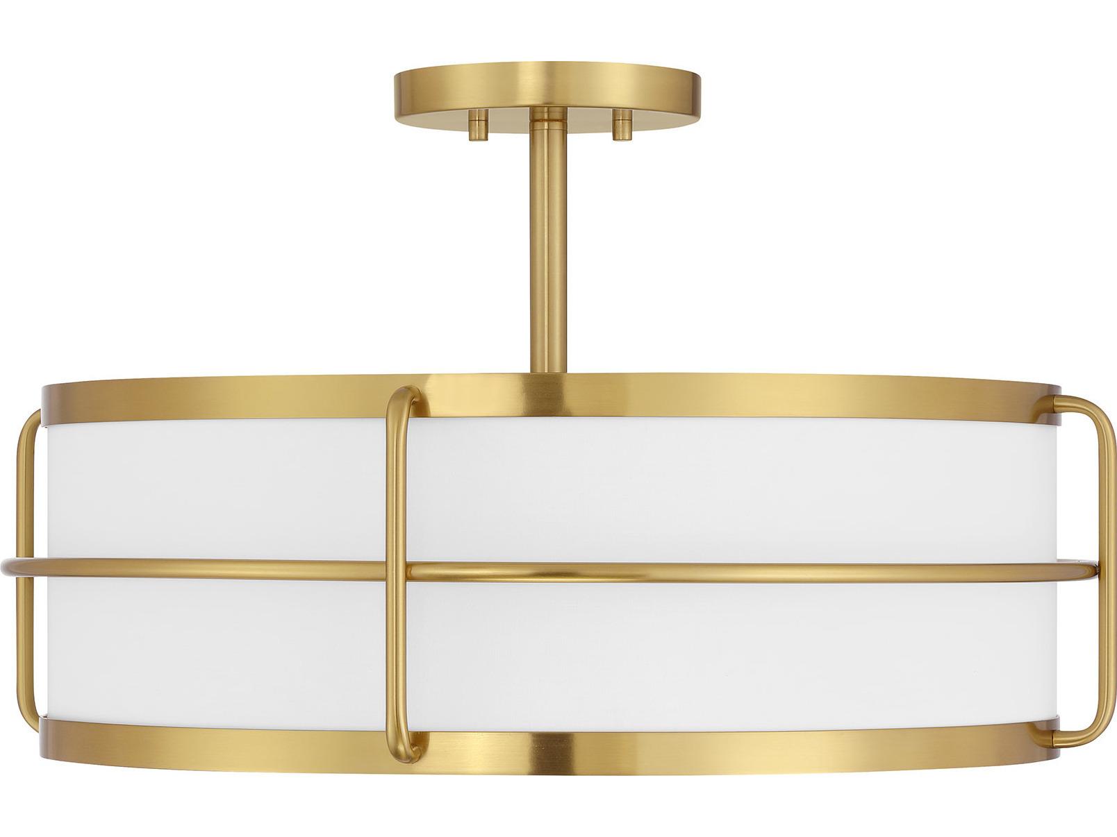 Savoy House Chauncey 4-Light Warm Brass Drum Semi Flush Mount