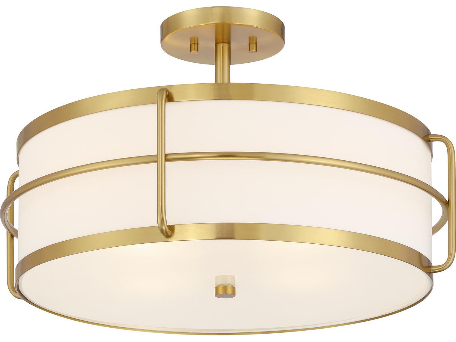 Savoy House Chauncey 4-Light Warm Brass Drum Semi Flush Mount