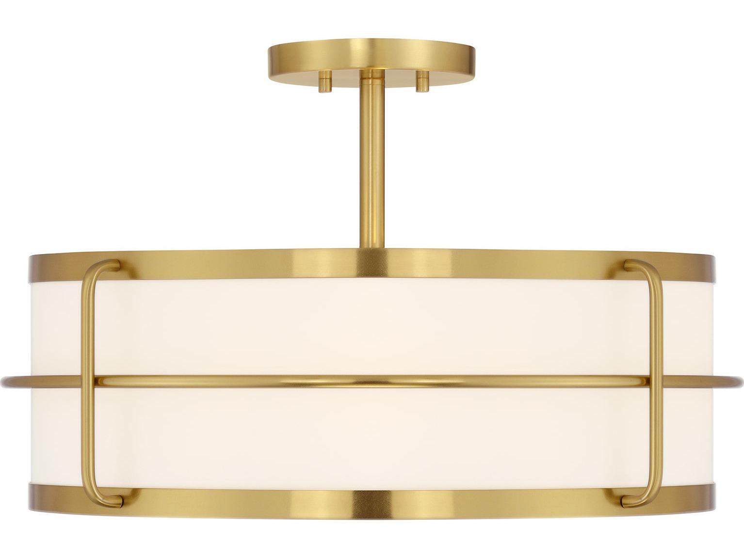 Savoy House Chauncey 4-Light Warm Brass Drum Semi Flush Mount